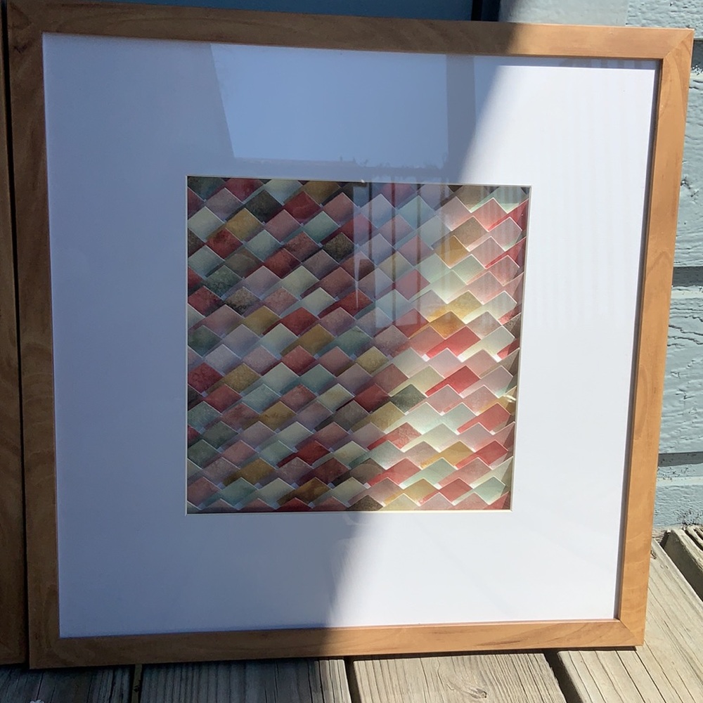 Framed Layered Paper Art Light Wood White Matte - Picture 2 of 5